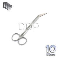 DDP 10 PCS KELLY SCISSORS ANGLED SHARP POINT END RING HANDLE STAINLESS STEEL DENTAL INSTRUMENTS