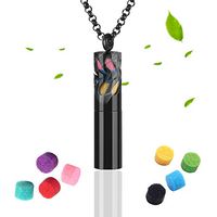 Vocheng 316L Stainless Steel Essential Oil Container Pendant Necklace Black Diffuser Necklace Aromatherapy Locket Jewelry Whistle Necklace Men/Women Gift (Black Style A)