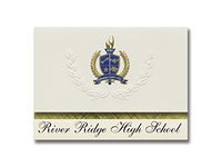 Signature Announcements River Ridge High School (Hanover, IL) Graduation Announcements, Presidential style, Elite package of 25 with Gold & Blue Metallic Foil seal