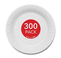 Stock Your Home 9-Inch Paper Plates Uncoated, Everyday Disposable Plates 9" Paper Plate Bulk, White, 300 Count