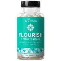 Flourish Probiotics + Prebiotics for Women – Gut & Digestion, Urinary Tract, Reduce Bloating, Vaginal Health – 18 Clinically Proven Strains, 14 Billion CFU – 30 Shelf-Stable Mini Vegetarian Capsules