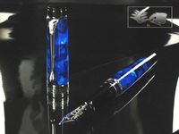 Aurora Optima - Auroloide Blue w/ Chrome Fine Point Fountain Pen - AU-996CB-F