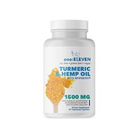 one:ELEVEN Turmeric Curcumin (95%) with Hemp Oil & BioPerine Black Pepper Extract. Sleep Aid & Anxiety Relief. Vegan, Anti-Inflammatory, Joint Pain Relief, Antioxidant. Made in USA. 60 Capsules