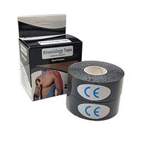 Sports Physiotherapy Kinesiology Tape Latex Free, Breathable for Swimming and Sternum or Sports Direct 1in*16.4ft (2.5cm×5m) 2 Rolls (Black)