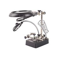 ZHHL Desktop Magnifier, 2.5X 7.5X 10X Alligator Auxiliary Clip Stand with LED Light Magnifying Glasses Loupe