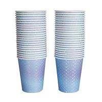 Geeklife Vivid Mermaid Scale Paper Cups, Foil Disposable Paper Cups 9oz for Wedding,Party,Cocktail and Anniversary Dinner