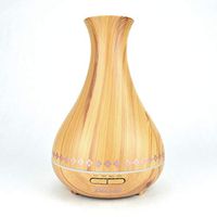 Blisse Essential Oil Diffuser, Rose Gold Diamond trim, Bamboo Wood color, Vase shape, Ultrasonic Aromatherapy Humidifier, 400ml, dorm gift, Version 2, Quiet, 7-color modes, Cool Mist, Child & Pet Safe