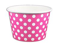 Black Cat Avenue Paper Ice Cream Cups, Polka Dot, Pink, 8 Ounce, 50 Count