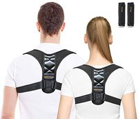 Posture Corrector for Men and Women, Posture Brace, Upper Back Brace with Adjustable Breathable Band, 2 Soft Pads and eBook Included, Adjustable Back Straightener (1 Pack, Black)