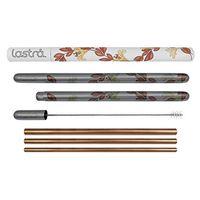 LASTRA High Fashion Reusable Stainless Steel Straw Set 3 Metal Nested Drinking Straws Stainless Steel Housing Wide Smoothie Straw Standard Soda Straw and Hot Beverage Sip/Stir Straw (Lily)