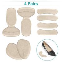 Heel Cushion Inserts 8pcs High Heel Pads Anti Slip, Heel Grip Liners, Ball of Foot Insoles, Metatarsal Pads, Heel Snugs for Women Men - Blister Prevention & Improve Shoes Too Big(Beige)- Happy Hours