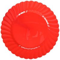 Amscan 430901.40 Premium Scallop Plastic Plates, 10 1/4", Apple Red