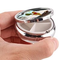 Cartoons Disney Winnie The Pooh Paintings Custom Round Silver Pill Box Pocket 2.1 inches Medicine Tablet Holder Organizer Case for Purse