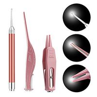 3PCS/Set LED Light Earpicks Ear Wax Removal Tools (Rose Gold)- Earpick Spoon Digger, Ear Tweezers,Nose Cleaning Pick Nipper