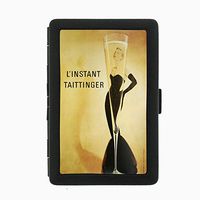 Perfection In Style Black Color Metal Cigarette Case D-077 L'Instant Taittinger Flute Champagne Sexy