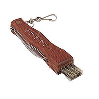 Mushroom Knife, Fungus Knife, Folding Camping Hunting Truffles Harvest Sharp Knives Natural Wood Handle Pocket knife w/ Bristle Brush, SS pruning blade, Hardwood handle