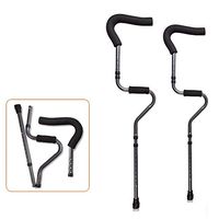 Nurth 1 Pair of Foldable Crutches 42.5''- 54.3" Lightweight Arm Cuff Crutch Travel - Adjustable Ergonomic, Heavy Duty Forearm Crutches Comfortable on Wrist, Non Skid Replaceable Rubber Tips