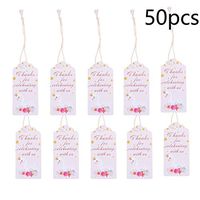 50pcs Thank You Tags Thank You for Celebrating with Us Paper Gift Tags Craft Hang Labels with String for Wedding, Birthday, Holiday, Baby Shower, Floral Design - Swan Printing