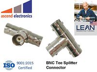 Ascend Electronics 2pcs, 3 Way Tee (T) Type, Triple BNC Female Adapter Connector Triple Jack Connector Signal Splitter for Coax Coaxial Cable, Connector F/F/F Coax Adapter (2)