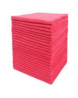 Dri Microfiber Cleaning Cloth Plus 16 x 16 inch (Commercial Grade, Extra Absorb, Cleaning Power and Dry Fast) (240, Red)
