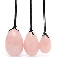 Zabrina 3Pcs Recover Pregnancy Rose Quartz Jade Egg Yoni Egg Massage Stone Natural Light Pink Exercise Egg To Train Pelvic Muscles Kegel Exercise, Pink (Pink)