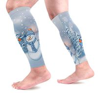 LEVEIS Christmas Winter Snowman Calf Compression Sleeves 1 Pair, Leg Performance Support for Shin Splint Calf Pain Relief Men & Women Guards Sleeves for Running Cycling