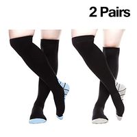 Compression Socks For Men & Women 20-30 mmHg (2/4 Pairs), Best Athletic & Medical Running Flight Travel Pregnant (L-XL, Blue/Gray)