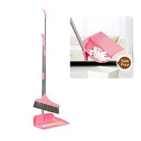 Small Upright Sweep Set, Howstar New Material Home Casual Environmental Recycle Upright Dustpan Lobby Sweep Set With Extendable Broom (Pink)