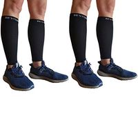 BeVisible Sports Calf Compression Sleeve - Shin Splint Leg Compression Socks for Men and Women | Calf Sleeves for Running Cycling Travel & Recovery (2 Pairs Black Calf Sleeves, Small-Medium)
