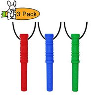 Chew Necklace by GNAWRISHING - 3-Pack Chew Necklace (Green, Blue and Red) - Perfect for Autistic, ADHD, SPD, Oral Motor Children, Kids, Boys, and Girls (Tough, Long-Lasting)