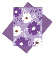 Victoria Elizabeth Set of 8 Blank Notecards ~ Violet and White Flowers on Violet (3.75" x 5"; Violet Envelopes)