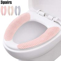 Jennles 3 Pairs Printed Strips Toilet Seat Cushion Stickers Thicken Pad Cover Washable Decals Bathroom Warmer