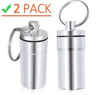 Keychain Pill Holder (2-Pack). Johnbee Aluminum Pill Case Keychain! Design in The USA. Waterproof Container for Travel. Small Pill Box Double as Earplug Case