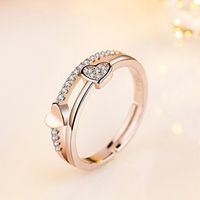 Meolin Double Heart Ring Anniversary Gift Ring Engagement Ring Promise Ring,Gold,As Description