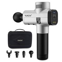 YUNCHI A2 Percussion Massage Gun, 40-60dB Super Quiet Handheld Deep Tissue Massager for Neck Back Leg Full Body Muscle Pain Relief, Recovery & Relaxation with Travel Case - Silver