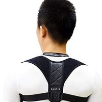 Dantim Easy Adjust Posture Corrector for Men and Women - Upper Back Support Brace with Magic Tape Extra Hold Compression - Universal Size Fits All - Black
