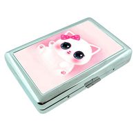 Fluffy Kitty Em1 Hip Silver Cigarette Case Id Holder Metal Wallet 4" X 2.75" RFID Protection