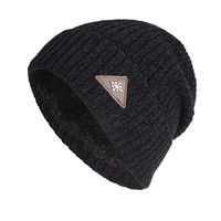 Theoylos Men's Knitted Hats+Scarf Set Warm Knit Hat Outdoors Scarf Beanie Winter Plus Velvet Skull Cap for Men Women Black