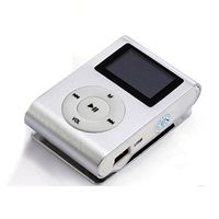 Yoyorule USB Clip MP3 Player LCD Screen Support 32GB Micro SD TF Card Silver