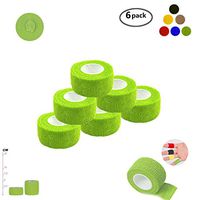 Self Adherent Wrap Tape Medical Cohesive Bandages Flexible Stretch Athletic Strong Elastic First Aid Tape for Sports Sprain Swelling and Soreness on Wrist and Ankle 6 Pack 1Inch X 5Yards(Green)