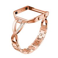 Lyperkin Stainless Steel Band,Compatible with Fitbit Blaze 22.5mm,for Women and Grils,Rhinestone Bling Replacement Accessory Watch Band Strap + Plating Metal Frame Compatible with Fitbit Blaze.