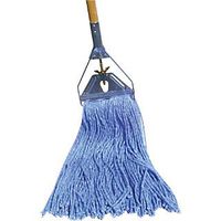 Unisan Mop Head; Standard Head, Cut-End, Cotton/Synthetic, 16 oz, Blue, 12/Case