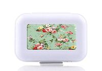 JWDCC Pill Box Case - Decorative Boxes - Vintage Floral Flowers Pattern- Pocket Medicine Tablet Holder Organizer Case Pill Box for Purse - Compact 8 Compartment