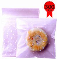 MotBach 300 Pcs White Polka Dot Self Adhesive Treat Bags,3.9 x 3.9 Inches Cellophane Treat Bags Cookie Bags Chocolate Candy Gift Bags, For Biscuits, Chocolate, Bread, Candy, Soap