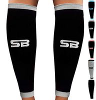 SB SOX Compression Calf Sleeves (20-30mmHg) for Men & Women - Perfect Option to Our Compression Socks - for Running, Shin Splint, Medical, Travel, Nursing, Cycling, and Leg Pain (Black/Gray, Large)