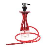 Acrylic Hookah Kit Set with LED Light Portable Hookah Single Shisha Set with Everything Hookah 1 Hose Complete Set 47cm Hookah Set (Color : Red)