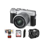 Fujifilm X-A5 24.2MP Mirrorless Digital Camera with XC 15-45mm f/3.5-5.6 OIS PZ Lens, Silver - Budle with 16GB SDHC Card, Camera Case, Card Reader, Mac Software Package