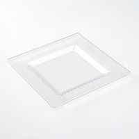 BalsaCircle 30 pcs 6.5-Inch Clear with Honeycomb Plastic Square Plates - Disposable Wedding Party Catering Tableware