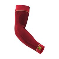 Bauerfeind Sports Compression Arm Sleeves (1 Pair) - Gradient Compression to Improve Oxygen and Blood Circulation in Arms - Air Knit Fabric Breathable, Durable, Washable (Red, Large/Short)