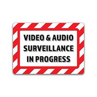 2-Pack Video & Audio Surveillance in Progress Vinyl Decal Sticker 7-Inch by 5-Inch Premium Quality Vinyl Decal Laminated with UV Protective Laminate OS2744